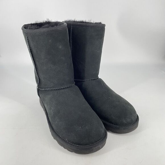 Ugg Classic Short II Black Suede Boots Women Size 9 - Picture 1 of 9